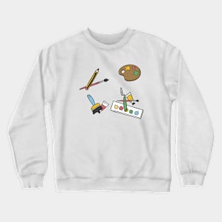 Artist Gift Watercolors Pencil Brush Illustration Crewneck Sweatshirt